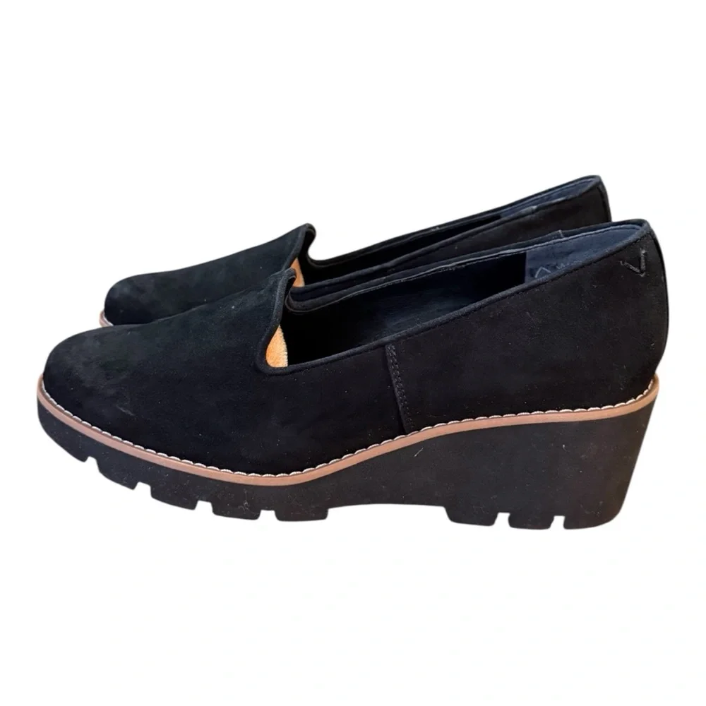Vionic Willa Wedge Loafers Women’s Size 8.5 Black  Suede